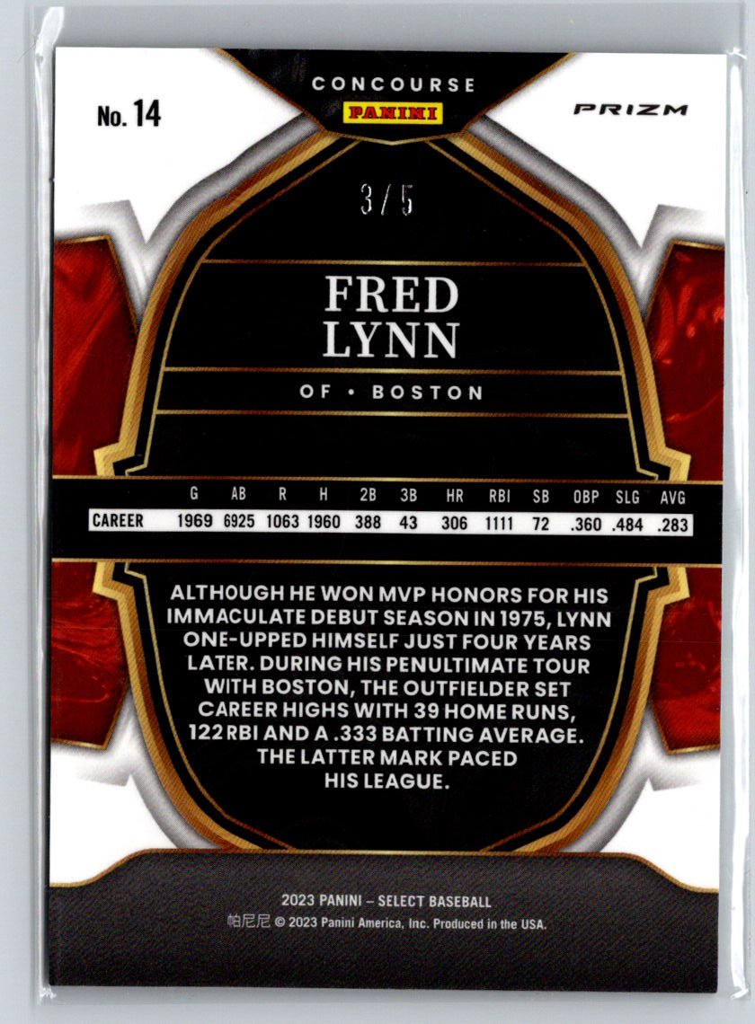 2023 Panini Select #14 Fred Lynn Tie-Dye Prizm #/5 N54