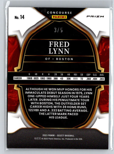 2023 Panini Select #14 Fred Lynn Tie-Dye Prizm #/5 N54