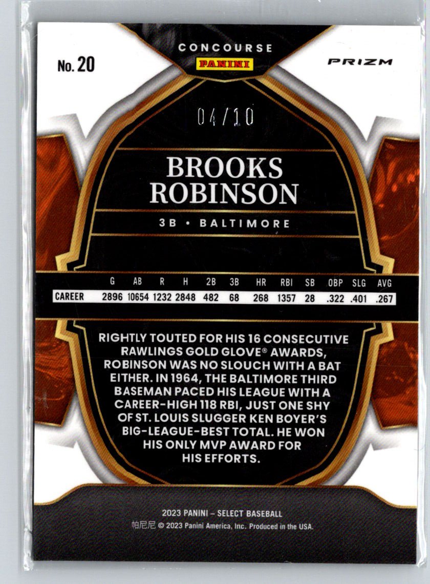 2023 Panini Select #20 Brooks Robinson Gold Shimmer Prizm SN /10 N54