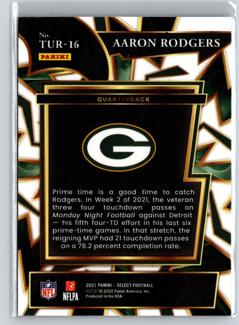 2021 Panini Select #TUR-16 Aaron Rodgers Turbocharged N54