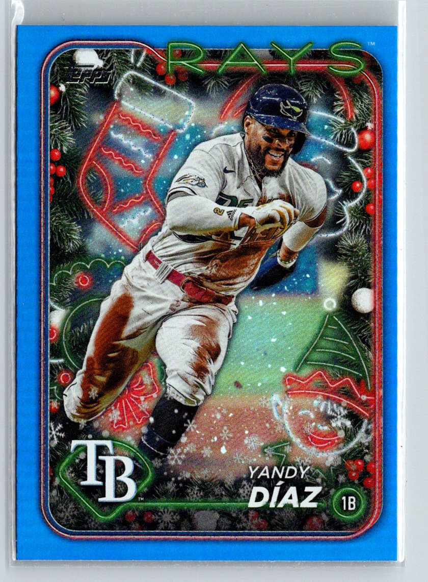 2024 Topps Holiday #H17 Yandy Díaz Blue Metallic Glitter N55