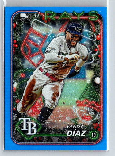 2024 Topps Holiday #H17 Yandy Díaz Blue Metallic Glitter N55