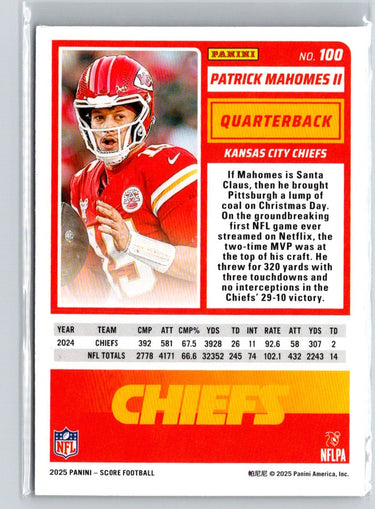 2025 Score #100 Patrick Mahomes II N55