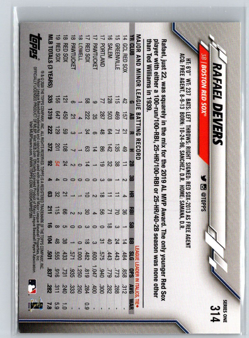 2020 Topps Boston Red Sox #BOS-1 Rafael Devers N56