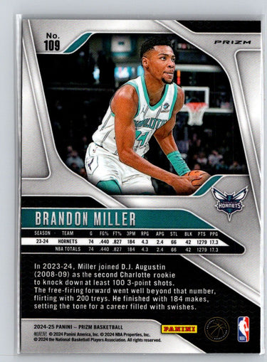 2024-25 Panini Prizm #109 Brandon Miller Prizms Red Ice N56