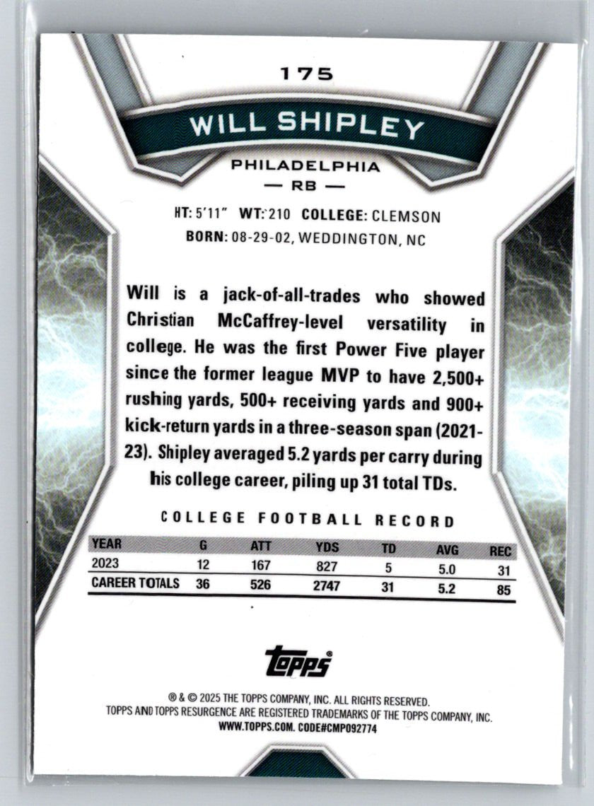 2025 Topps Rival Will Shipley # N56
