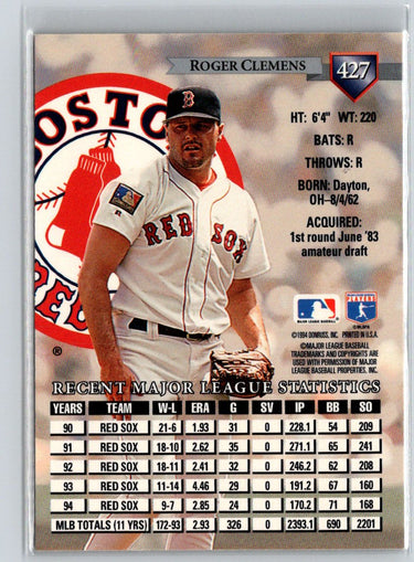 1995 Donruss #427 Roger Clemens Press Proofs N57