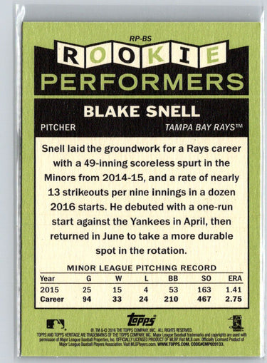 2016 Topps Heritage #RP-BS Blake Snell Rookie Performers N57