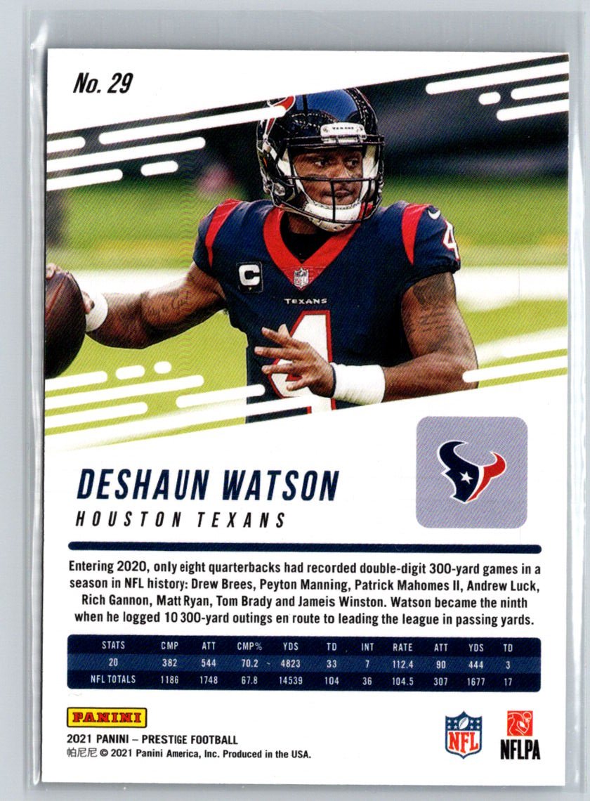 2021 Panini Prestige #29 Deshaun Watson Xtra Points Blue #/249 N57
