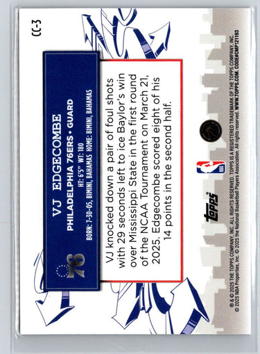 2025-26 Topps #CC-3 VJ Edgecombe Clutch City Prospects N57