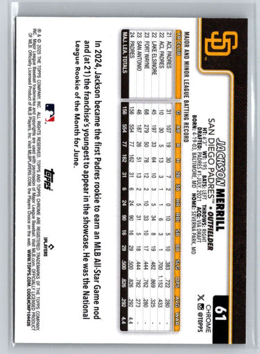 2025 Topps Chrome #61 Jackson Merrill Silver Wave Refractors N58
