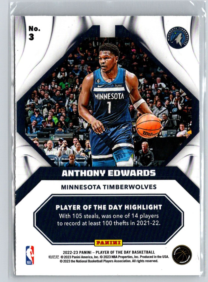 2022-23 Panini Player of the Day #3 Anthony Edwards N58