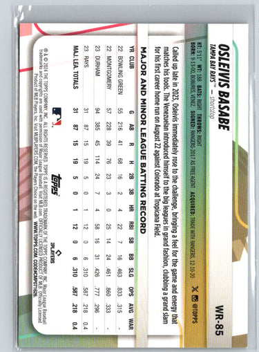 2024 Topps Big League Wrapper Redemption #WR-85 Osleivis Basabe Silver #/199 N59