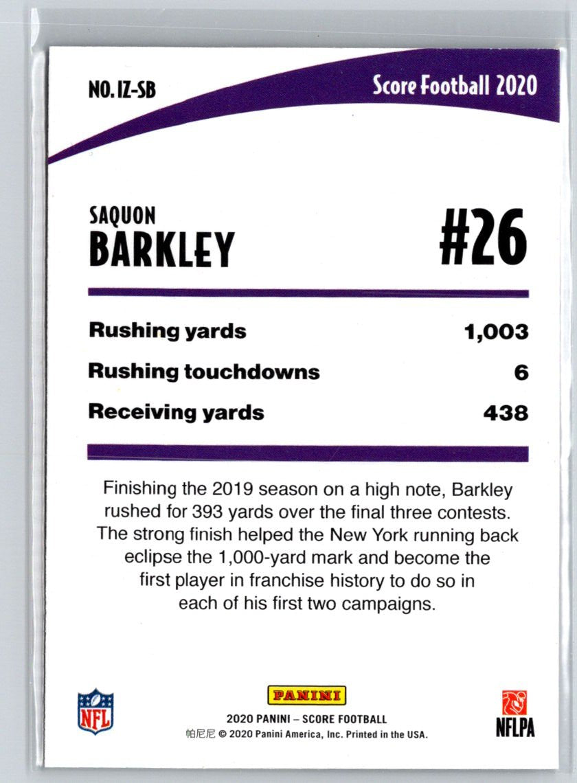 2020 Score #IZ-SB Saquon Barkley In the Zone N61