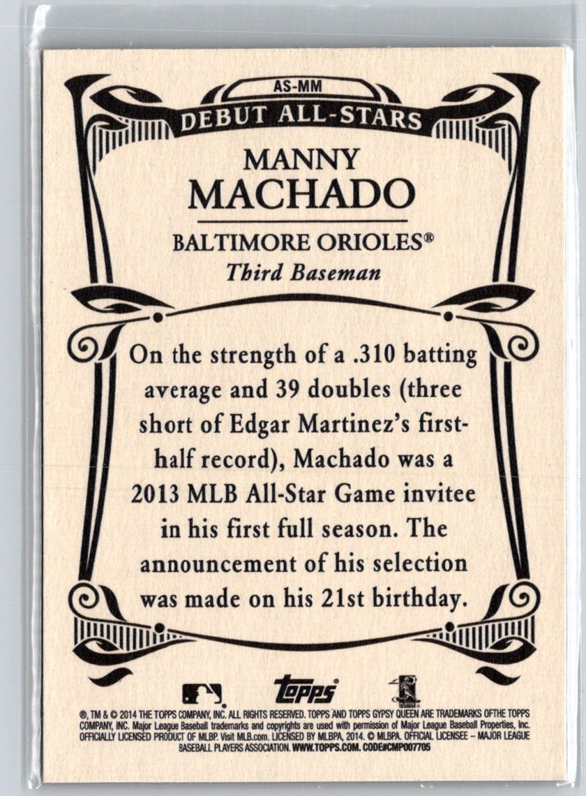 2014 Topps Gypsy Queen #AS-MM Manny Machado Debut All Stars N61