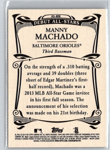 2014 Topps Gypsy Queen #AS-MM Manny Machado Debut All Stars N61