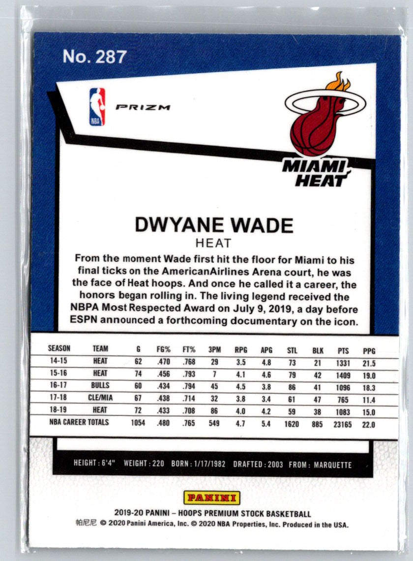 2019 NBA Hoops Dwayne Wade Silver Prizm Lazer # N61