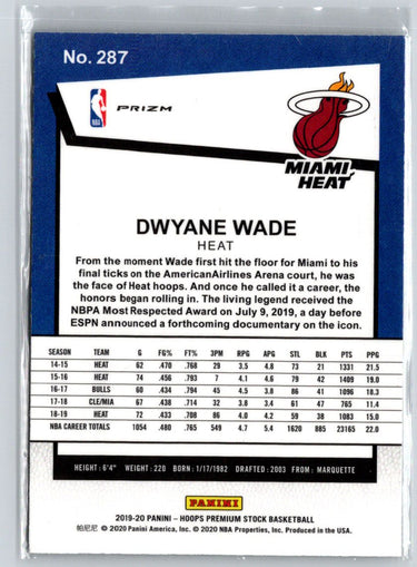 2019 NBA Hoops Dwayne Wade Silver Prizm Lazer # N61