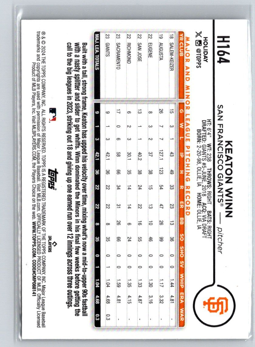 2024 Topps Holiday #H164 Keaton Winn Holiday Tree N63