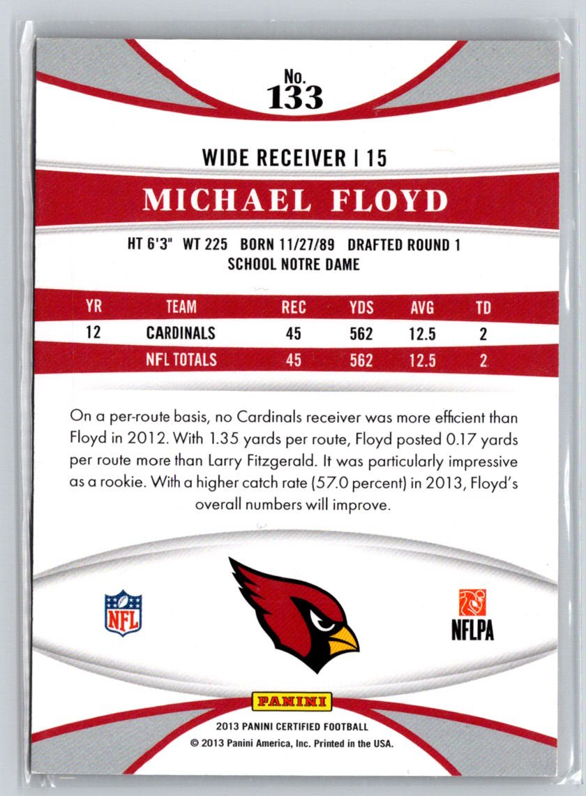 2013 Panini Certified #133 Michael Floyd Mirror Red #/250 N63