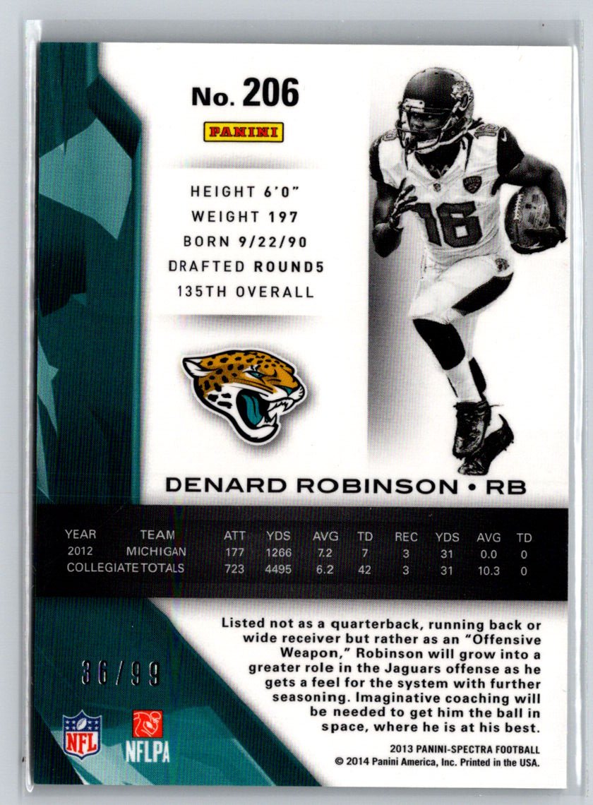 2013 Panini Spectra #206 Denard Robinson #/99 N63