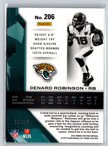 2013 Panini Spectra #206 Denard Robinson #/99 N63