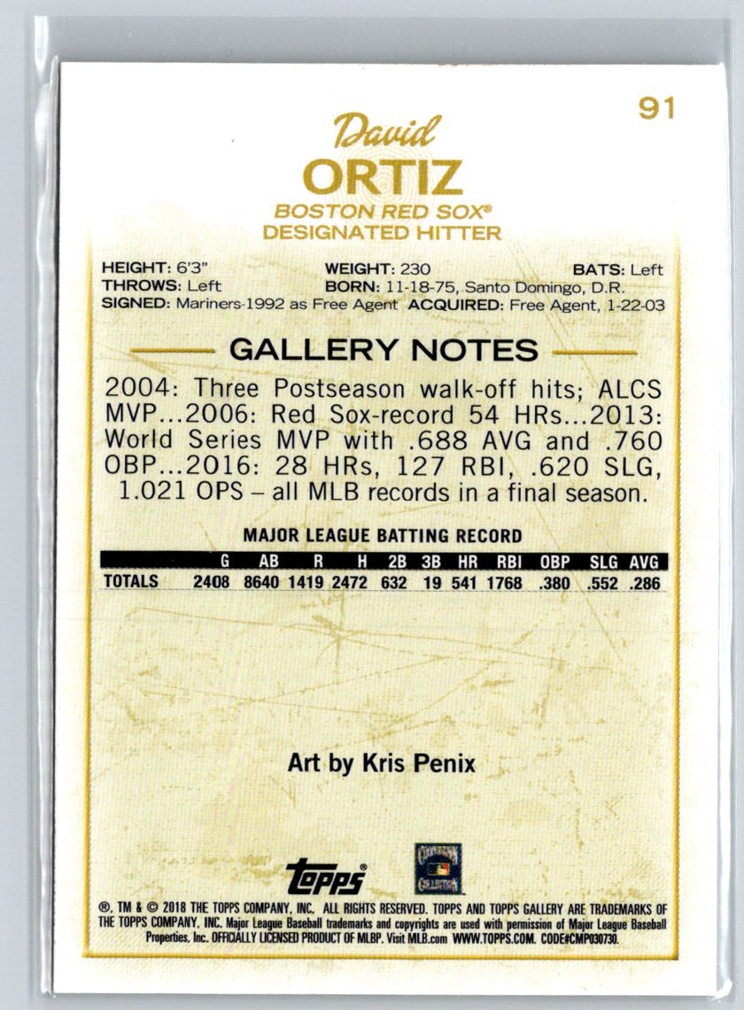 2018 Topps Gallery #91 David Ortiz N64