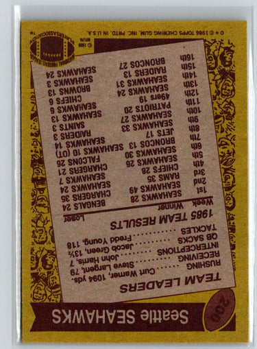 1986 Topps #200 Seahawks Team Leaders N64