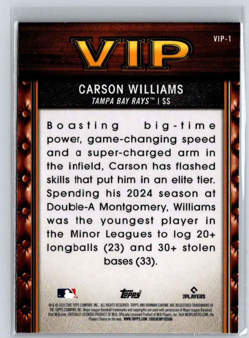 2025 Bowman #VIP-1 Carson Williams Very Important Prospects Mojo Refractor N64