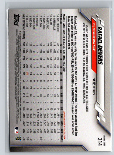 2020 Topps Boston Red Sox #BOS-1 Rafael Devers N65