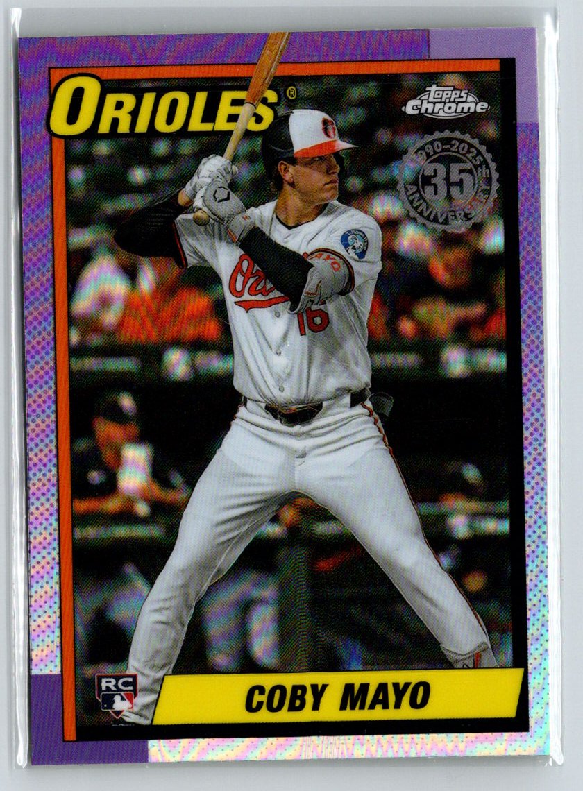 2025 Topps Chrome #90CB-17 Coby Mayo 1990 Topps Baseball 35th Anniversary N66