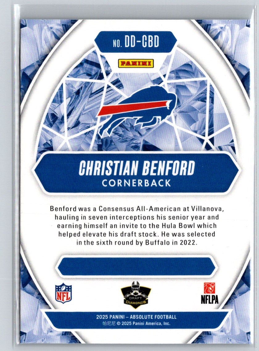 2025 Panini Absolute #DD-CBD Christian Benford Draft Diamonds N66