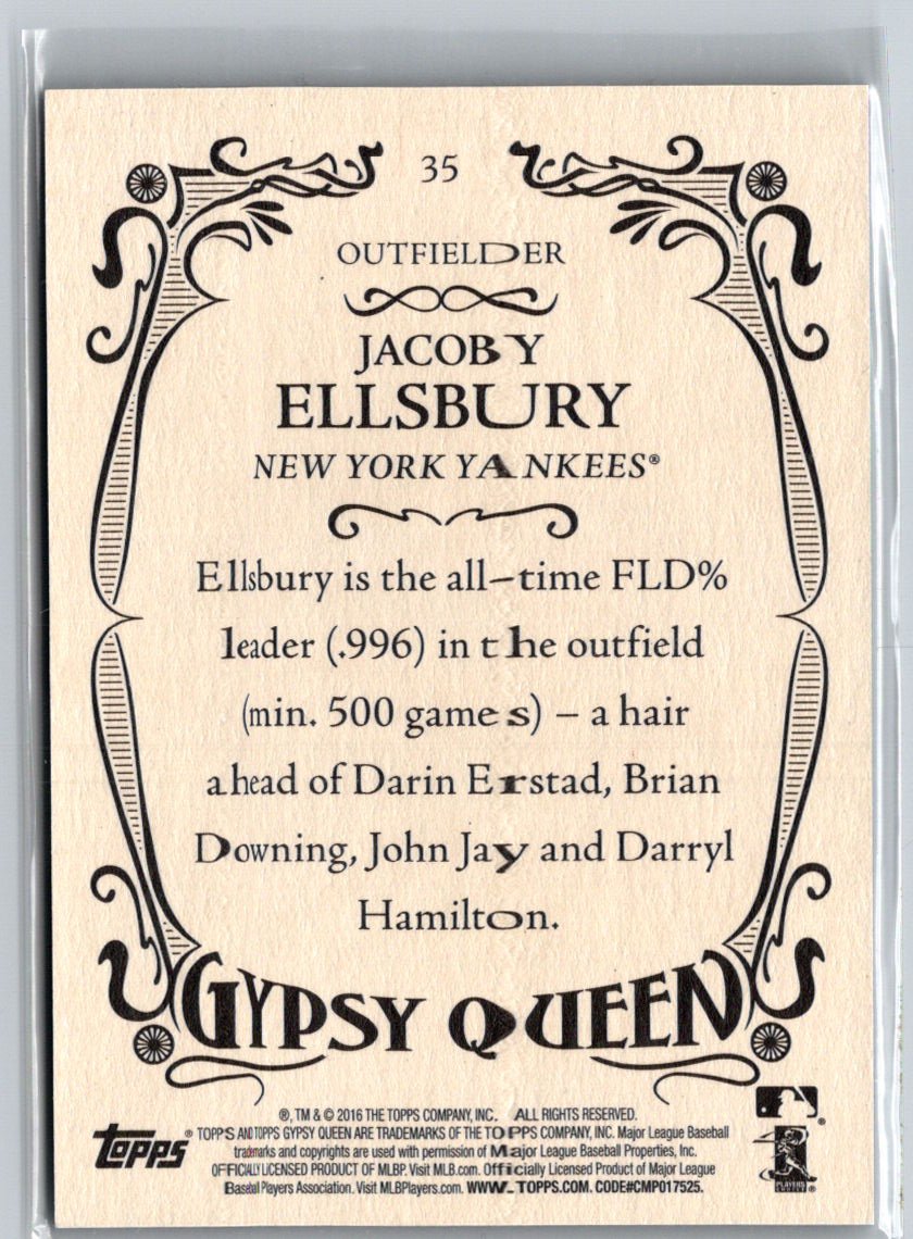 2016 Topps Gypsy Queen #35 Jacoby Ellsbury Framed Blue N66