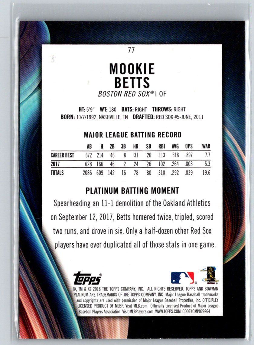 2018 Bowman Platinum #77 Mookie Betts N67