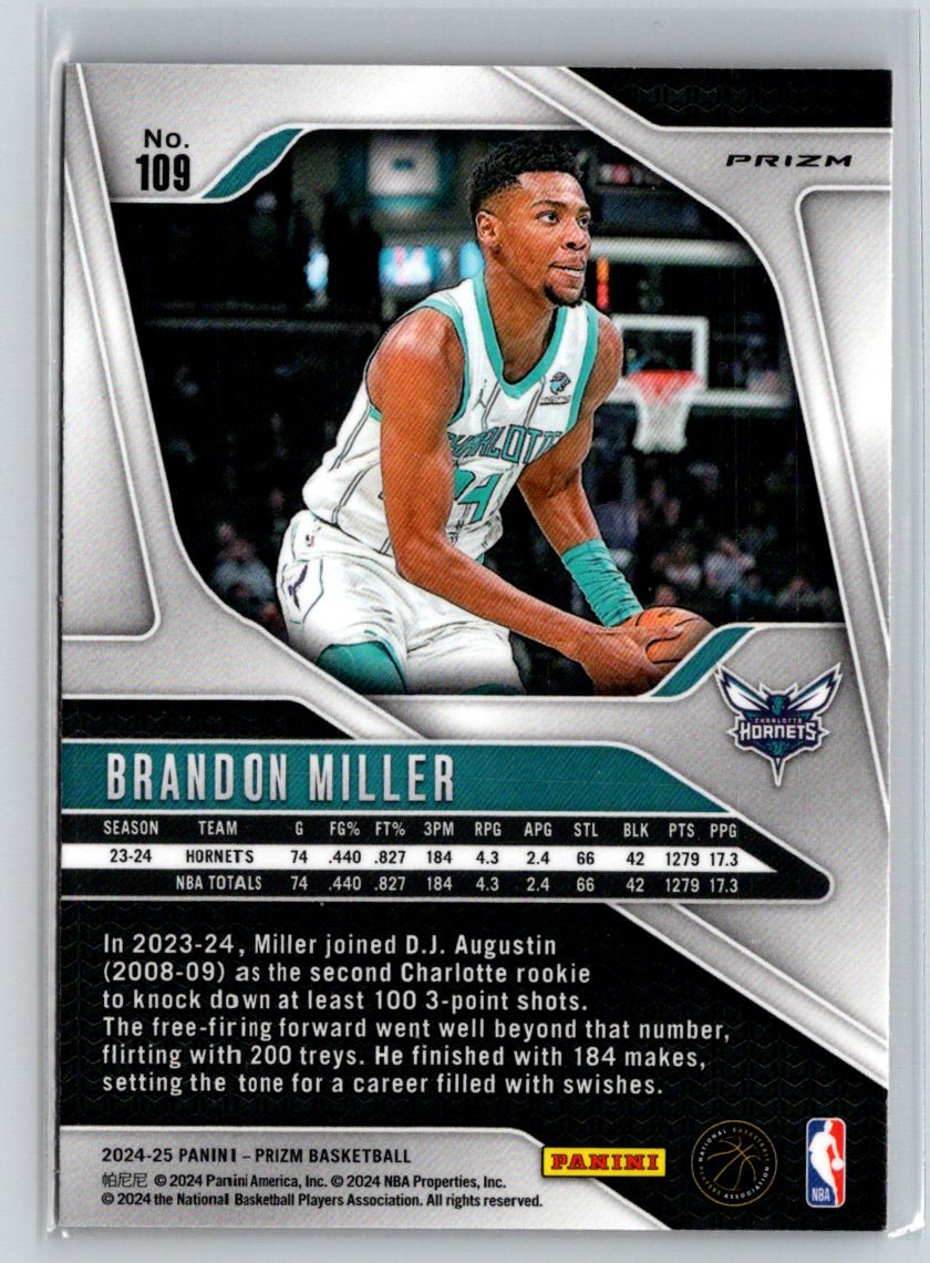 2024-25 Panini Prizm #109 Brandon Miller Prizms Orange Ice N67