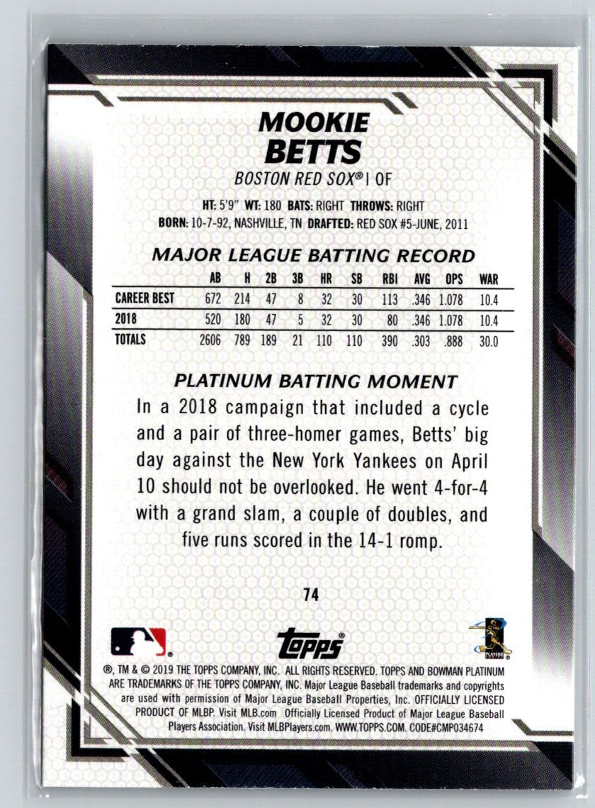 2019 Bowman Platinum #74 Mookie Betts N68