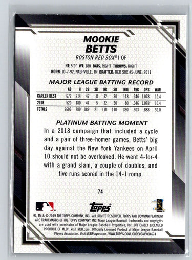 2019 Bowman Platinum #74 Mookie Betts N68