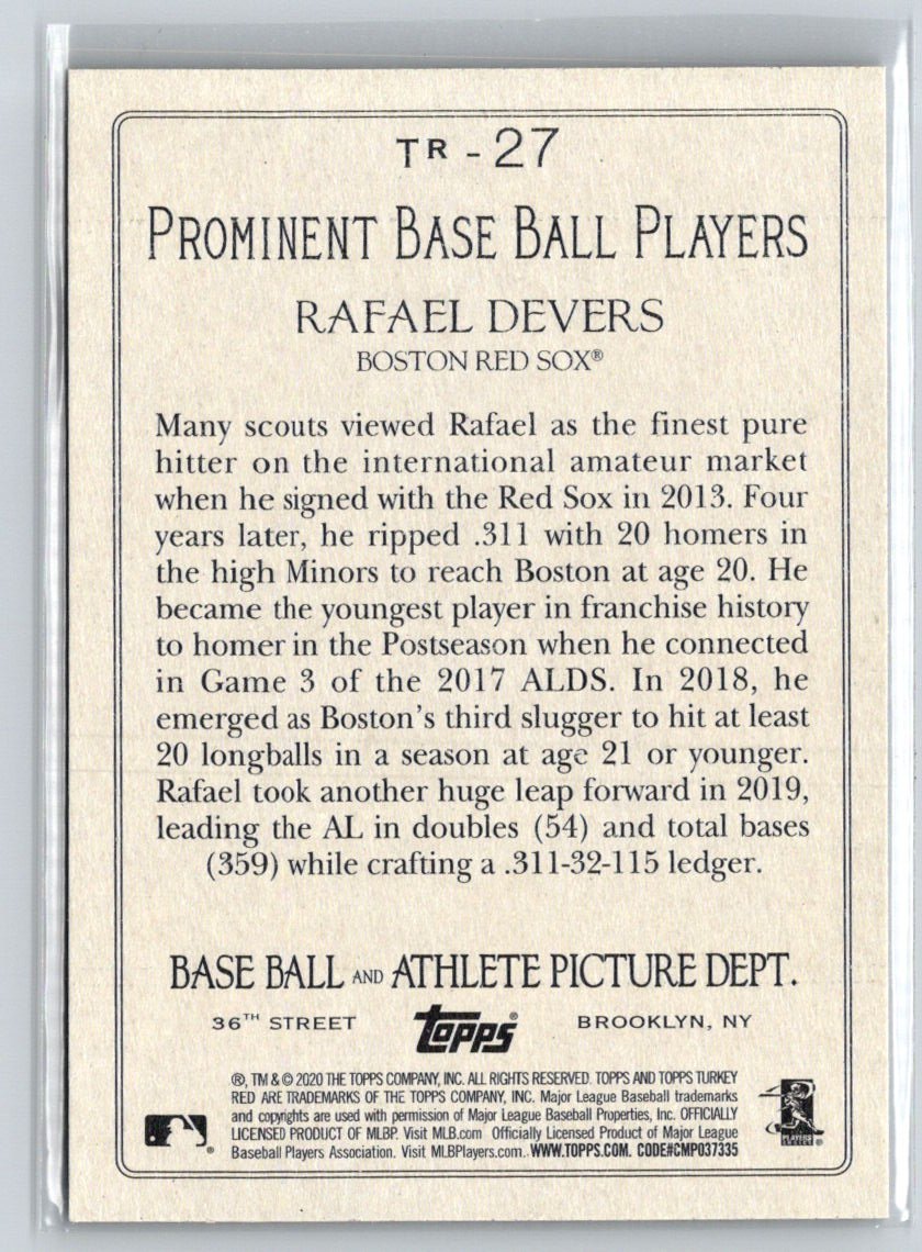 2020 Topps #TR-27 Rafael Devers Turkey Red 2020 (Series 1) N69