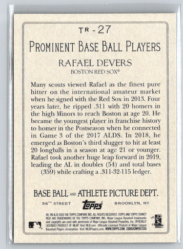 2020 Topps #TR-27 Rafael Devers Turkey Red 2020 (Series 1) N69