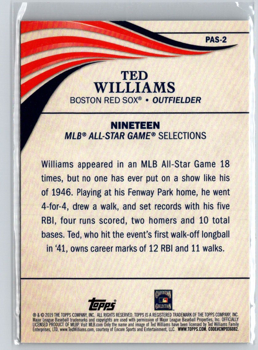 2019 Topps Update #PAS-2 Ted Williams Perennial All-Stars N70