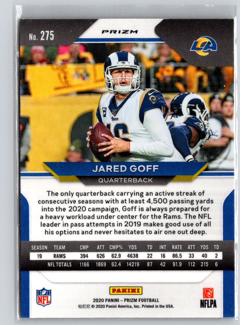 2020 Panini Prizm - Prizm Orange Laser #275 Jared Goff N70
