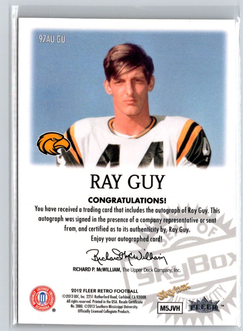 2012 Fleer Retro Ultra #97AU-GU Ray Guy Autographics 1997 R11
