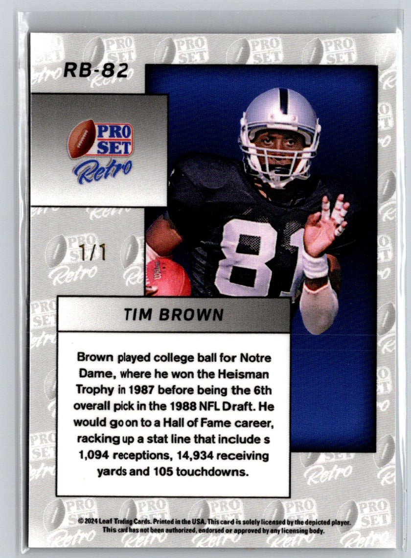 2024 Pro Set Metal #RB-82 Tim Brown Retro Red Flood #/1 R14