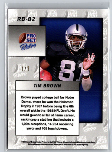 2024 Pro Set Metal #RB-82 Tim Brown Retro Red Flood #/1 R14