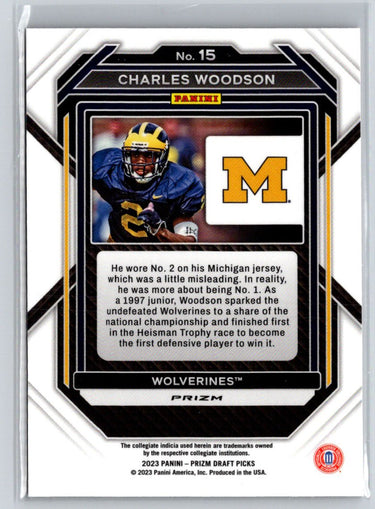 2023 Panini Prizm Draft Picks #15 Charles Woodson Prizms Red Ice R22