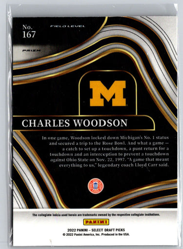 2022 Panini Select Draft Picks #167 Charles Woodson Red Lazer Prizm R25