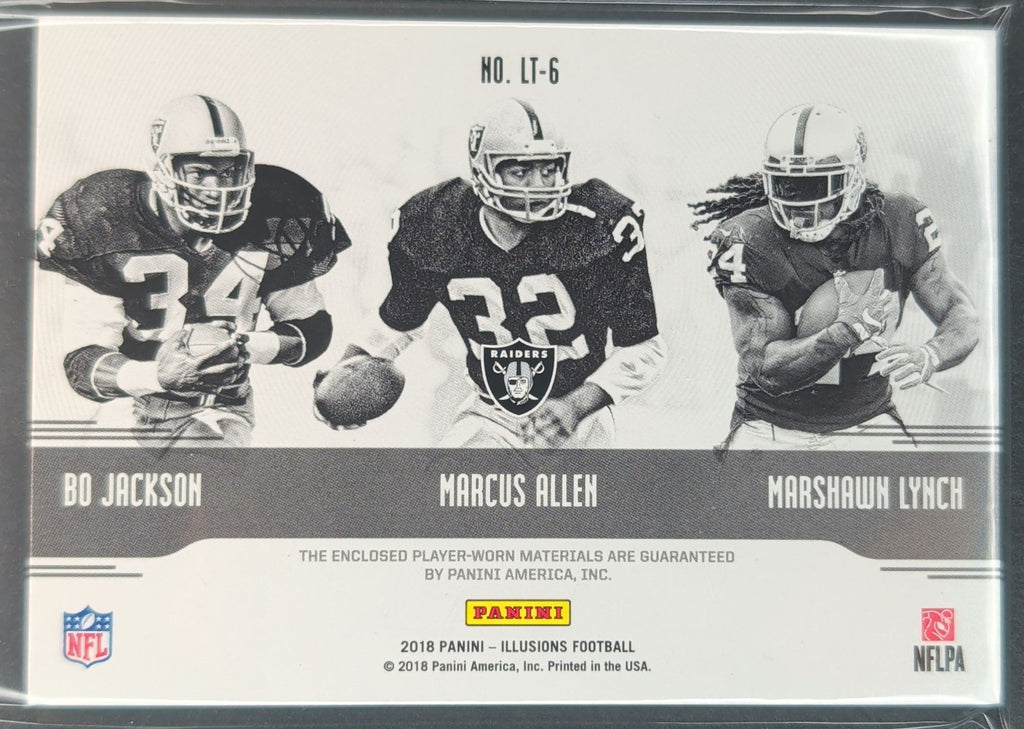 2018 Illusions Bo Jackson Marcus Allen Marshawn Lynch Triple Memorabilia /10 R27