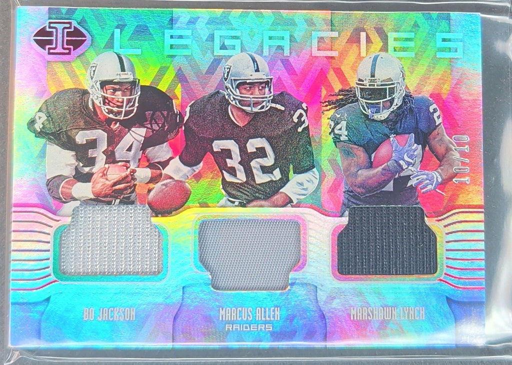2018 Illusions Bo Jackson Marcus Allen Marshawn Lynch Triple Memorabilia /10 R27