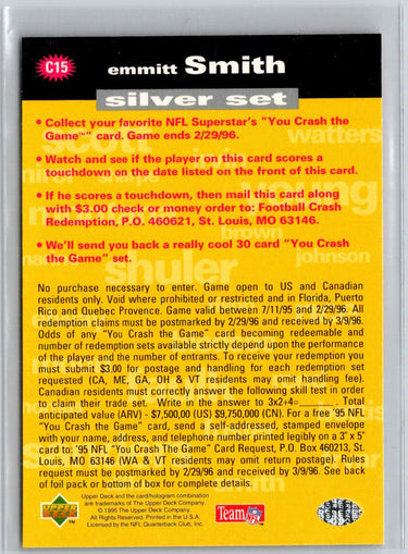 1995 Collector's Choice #C15a Emmitt Smith You Crash the Game Silver  P01