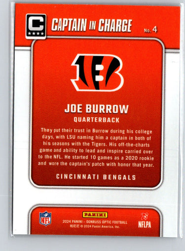 2024 Donruss Optic #4 Joe Burrow Captain In Charge P01